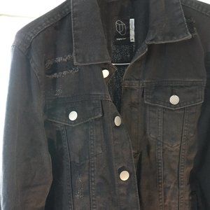 Distressed Black Original Use Denim Jacket